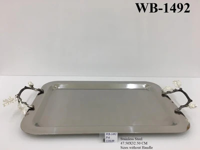 سینی تمام استیل مربع مستطیل با رنگ سیلور کروم طرح کاج ALPEN BERG | کد WB1492 | خرید از بندر عباس و مگ کیچن
